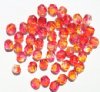 50 6mm Faceted Tri Tone Crystal, Orange, Cherry Beads